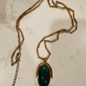 Jewelmint Gold Necklace with Deep Green Pendant